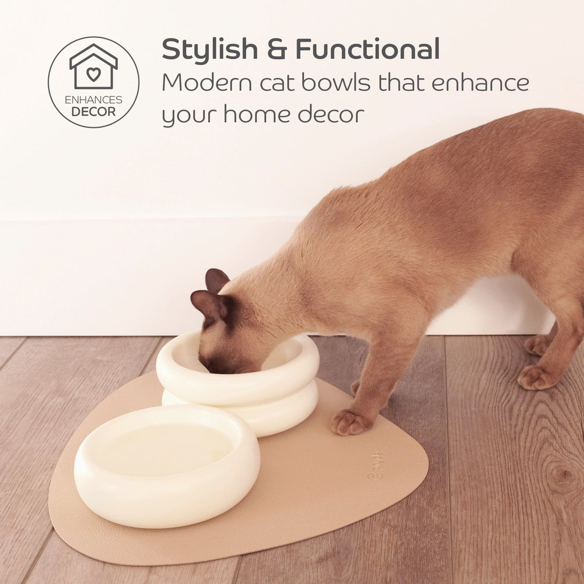 Complete Dining Set with Reversible Charcoal & Oatmeal Dining Mat - Pryde Pets