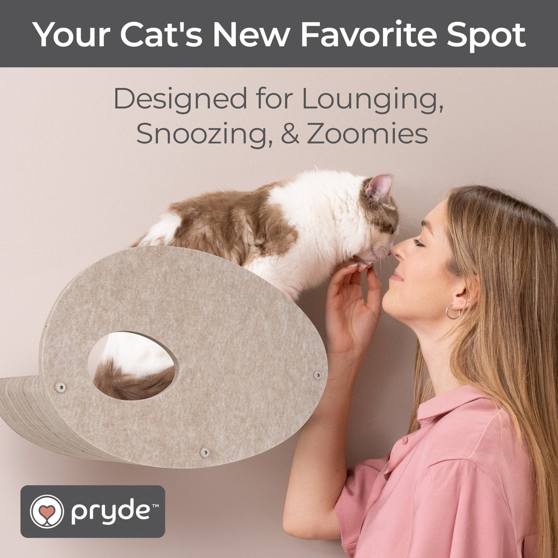 Oatmeal Curved Nest Cat Climber Facade Add - On - Pryde Pets