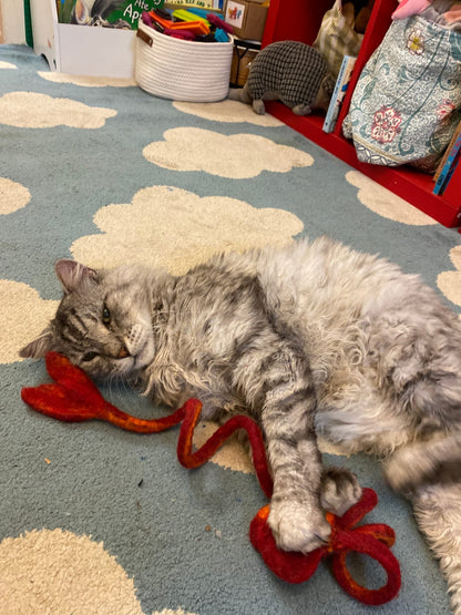 Handmade Felt Fish Spring Cat Toy - Red - Pryde Pets