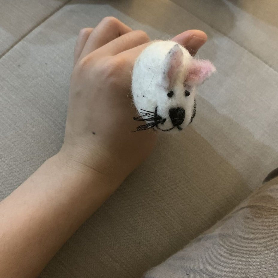 Handmade Felt Mouse Toy - White - Pryde Pets