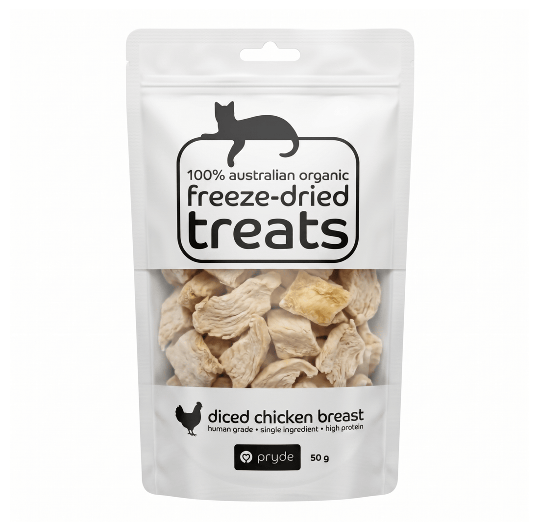 Freeze Dried Cat Treats - Diced Chicken Breast (50g) - Pryde Pets