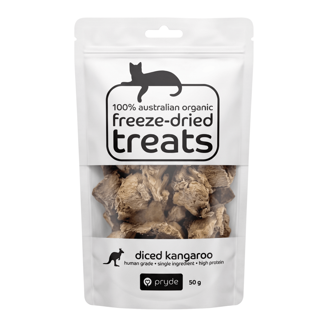 Freeze Dried Cat Treats - Diced Kangaroo (50g) - Pryde Pets