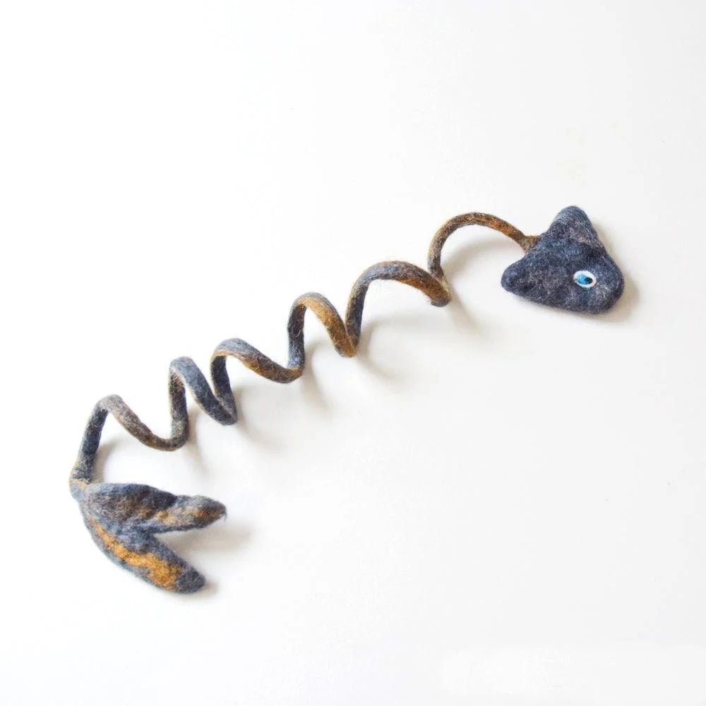 Handmade Felt Fish Spring Cat Toy - Grey - Pryde Pets