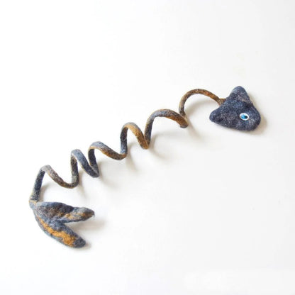 Handmade Felt Fish Spring Cat Toy - Grey - Pryde Pets