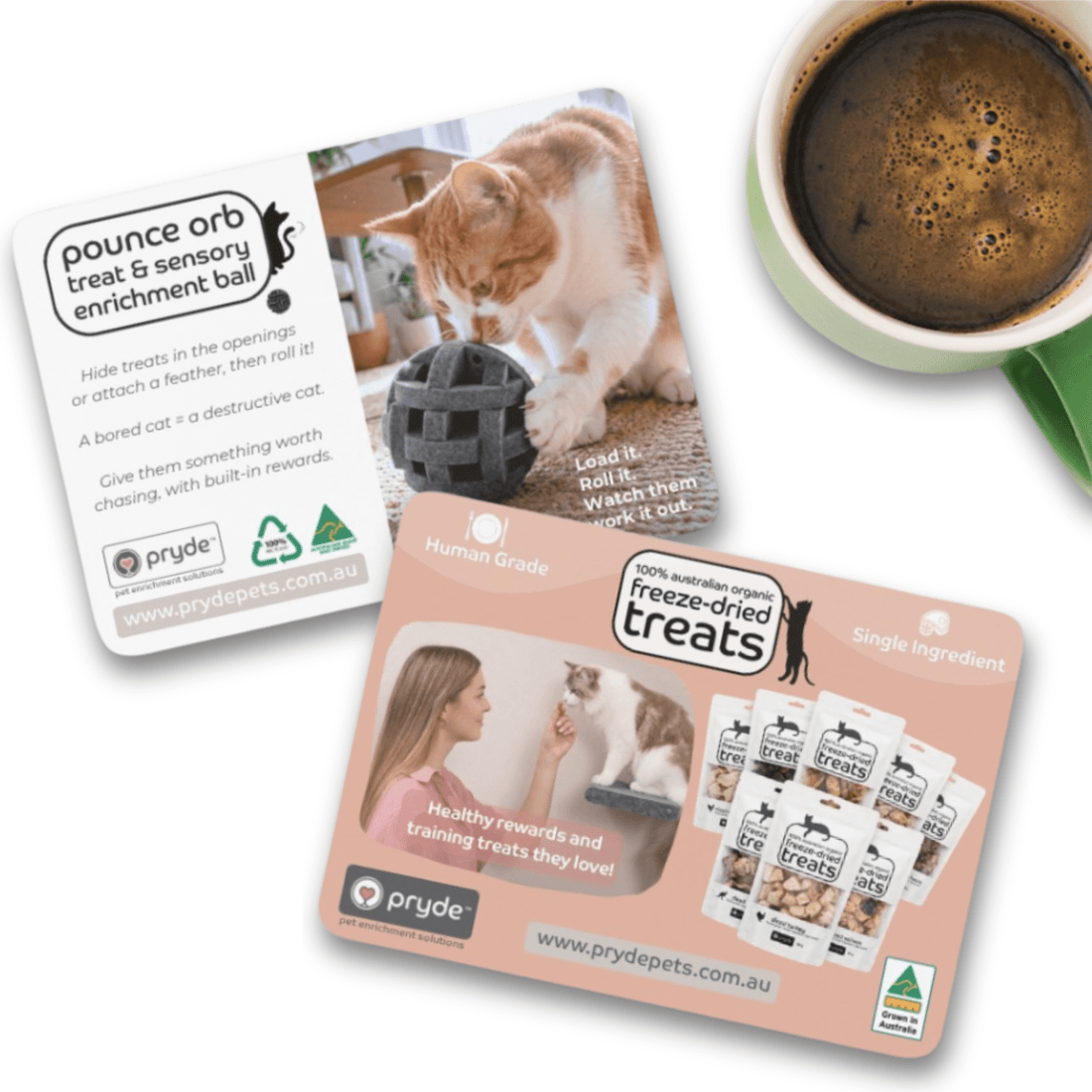 50 Product Education Postcards - Pounce Orb &amp; Treats - Pryde Pets
